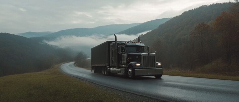 semi truck driving on road