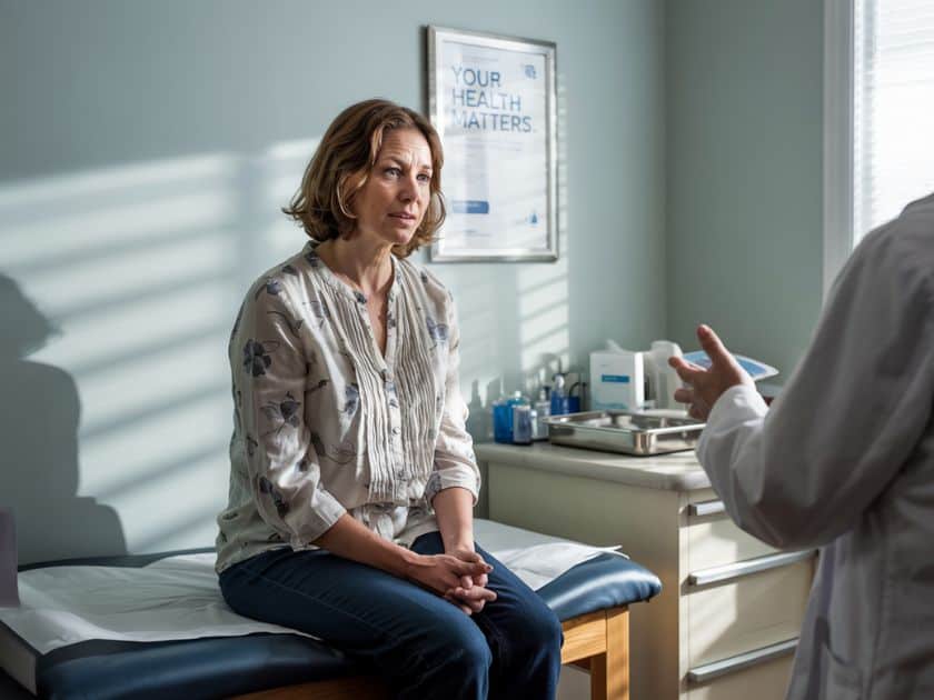 a woman at a doctors office