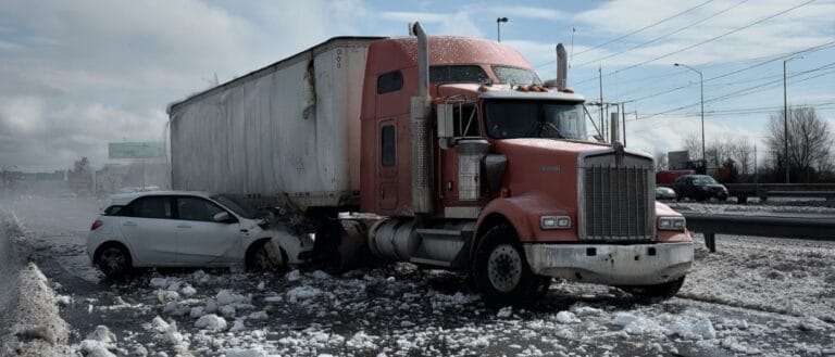 a truck crashed into a wrecked car