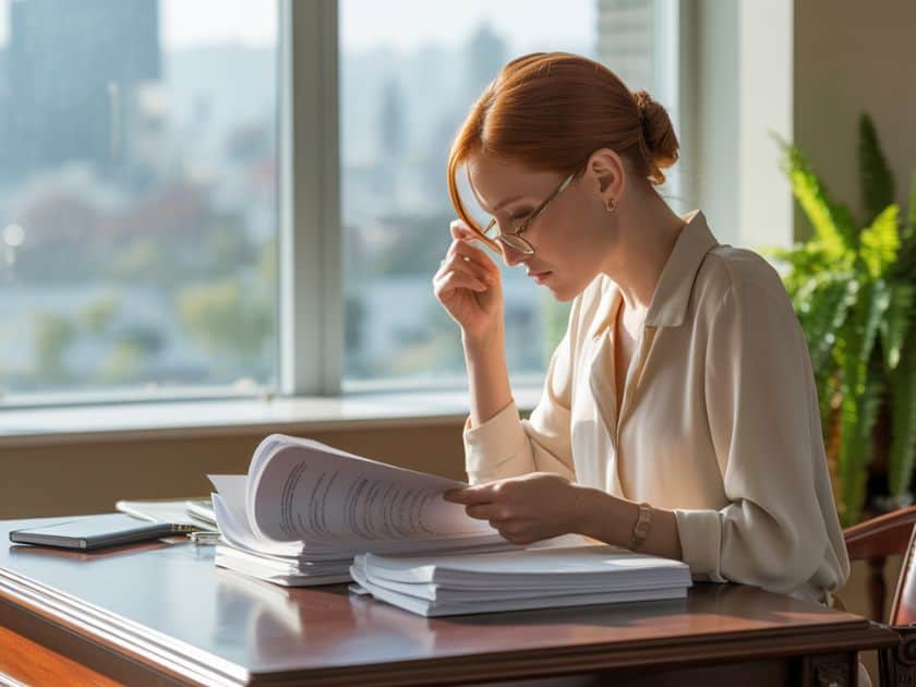 a woman analyzing hospital bills