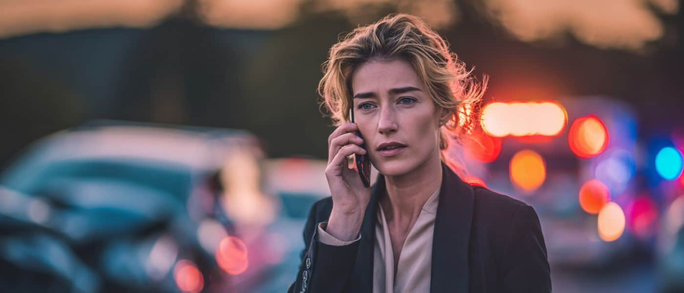Woman Calling Lawyer after car accident