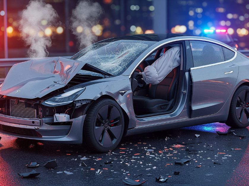 tesla after car crash