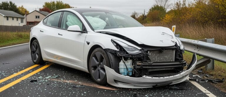 Tesla car crashed