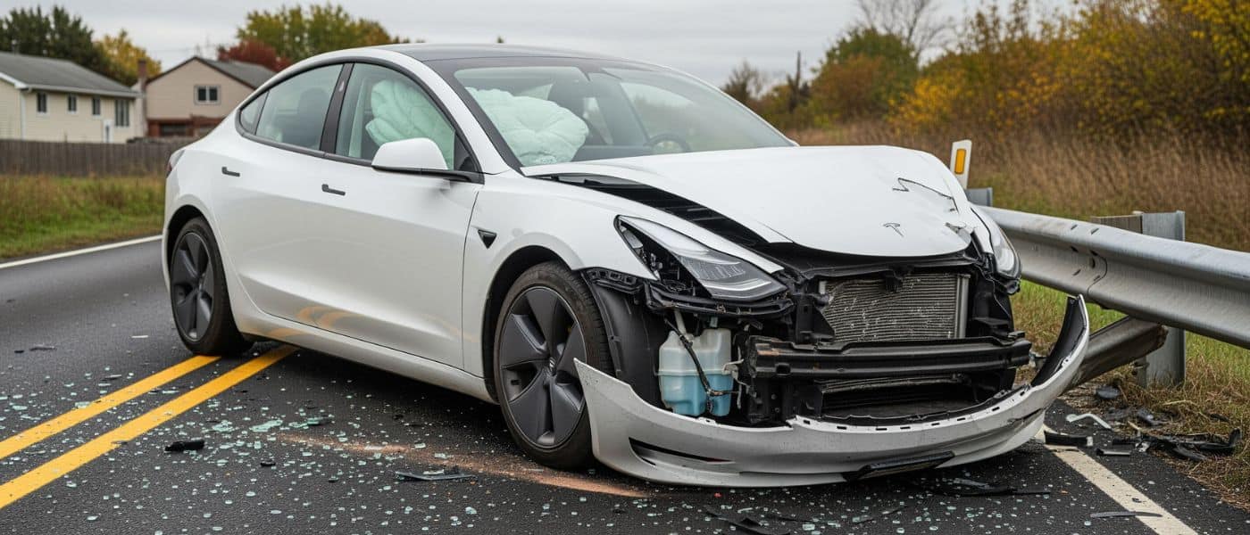 Tesla car crashed