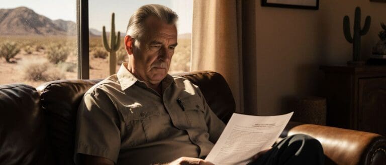 a man reading a police report on his couch in arizona