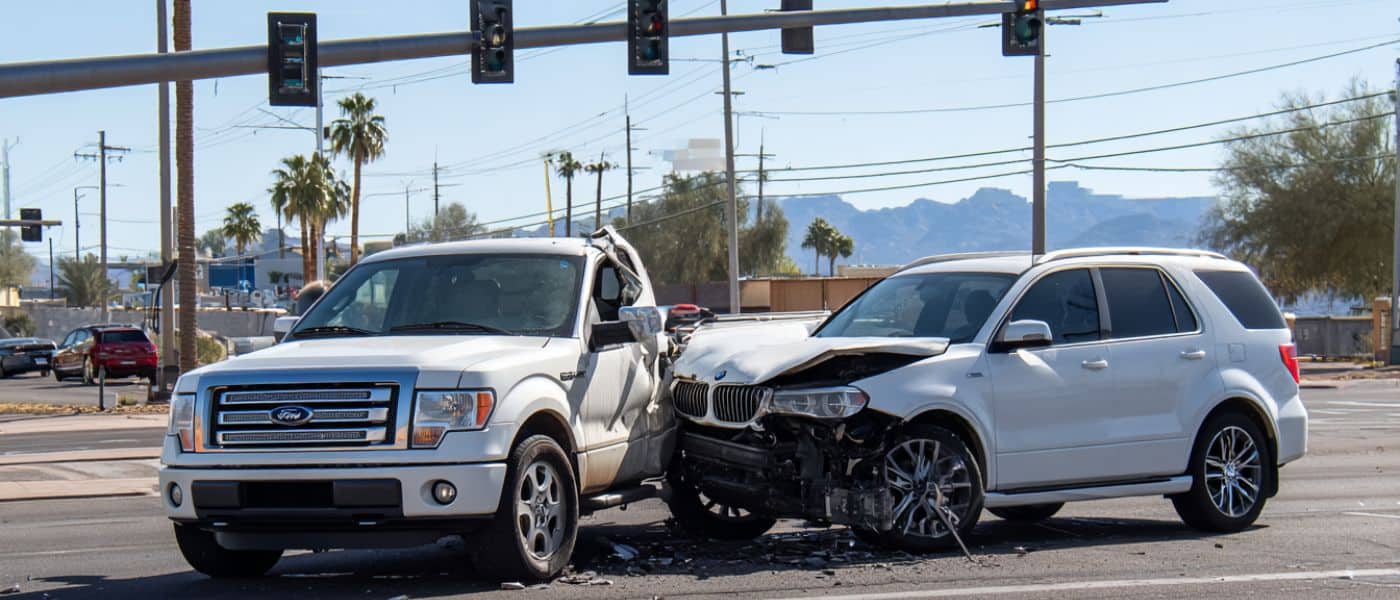 An F150 side collision with BMW X5 in Phoenix Arizona