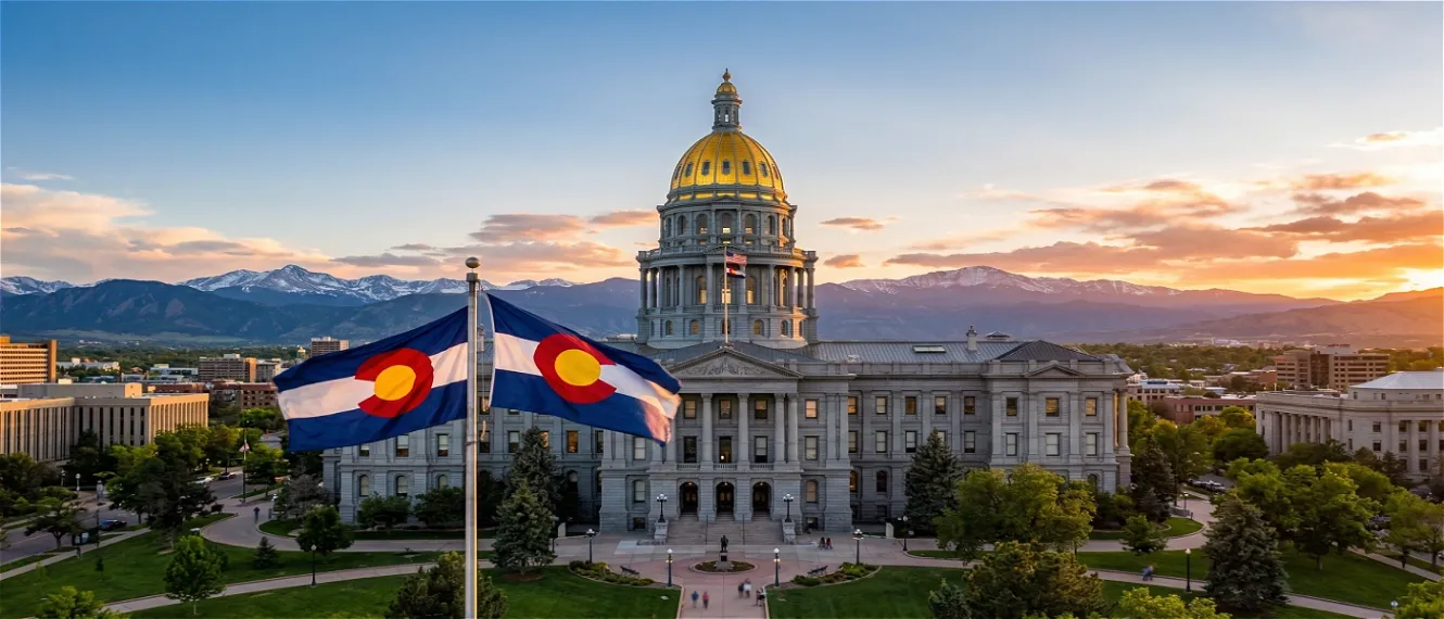 colorado state capitol with flag