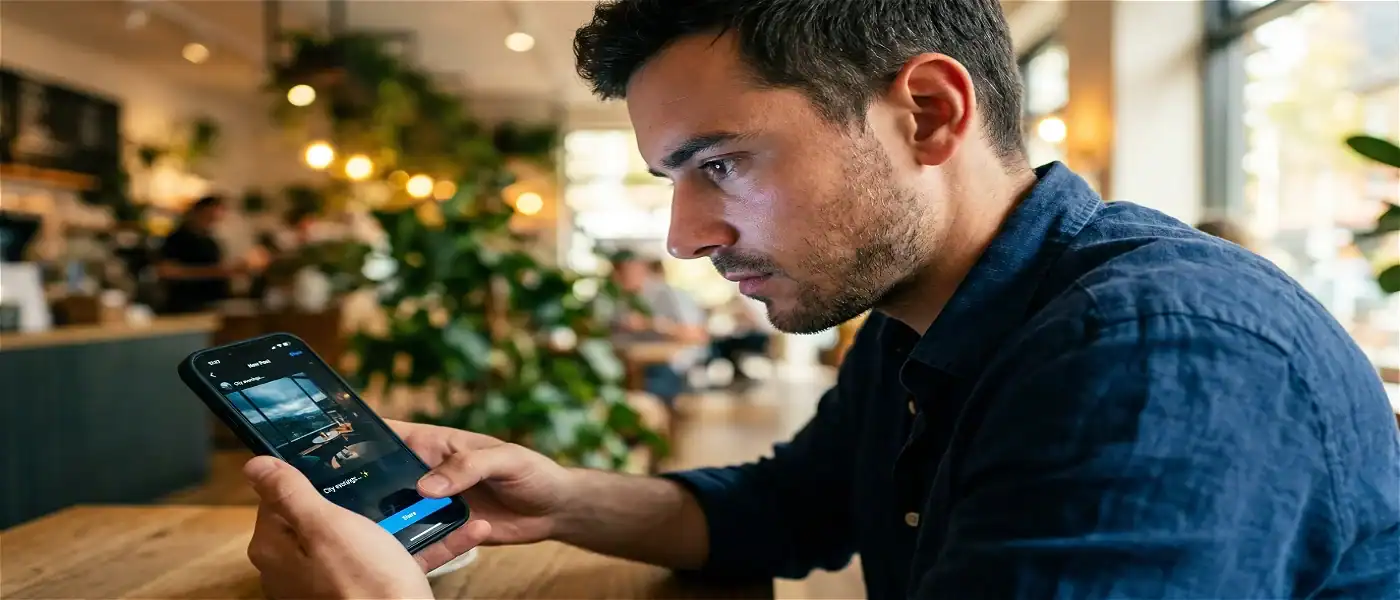 a man posting a story on social media