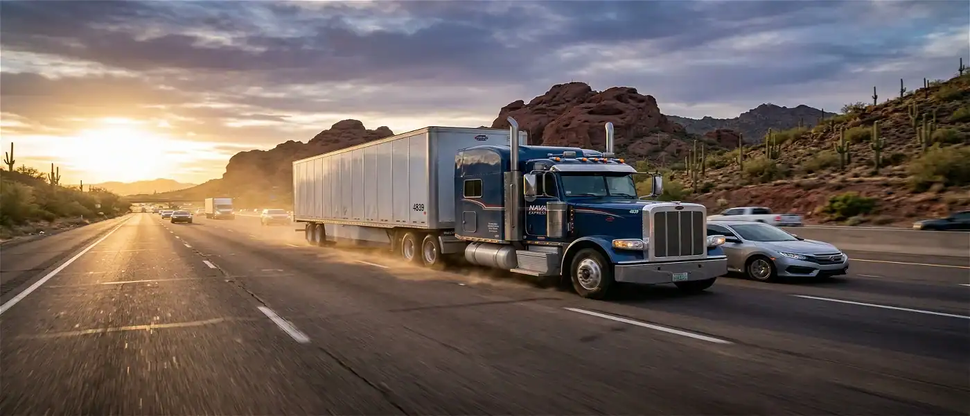 semi truck blind spot on a phoenix highway